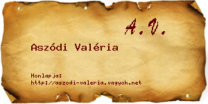 Aszódi Valéria névjegykártya